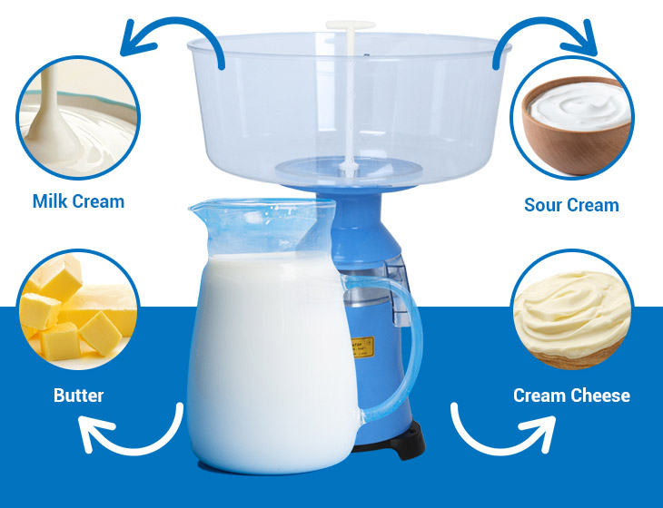 A cream separator with products